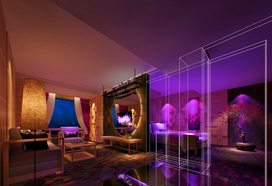 鄭州花知雨情侶主題酒店裝修設計效果圖