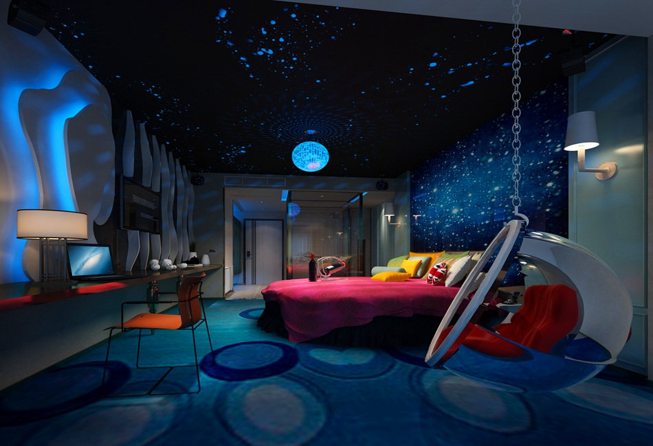 鄭州花知雨情侶主題酒店裝修設計效果圖