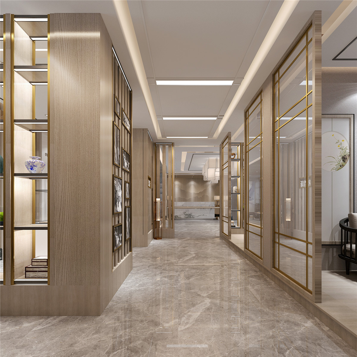 新鄉(xiāng)實新賓館設(shè)計-新中式招待賓館裝修效果圖