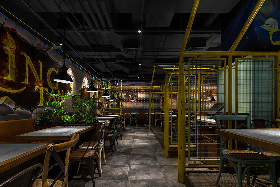 鄭州星炭鍋鍋香烤魚店裝修公司設計案例