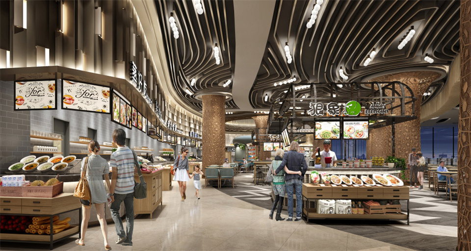 鄭州美食廣場設(shè)計公司食通天美食市集裝修案例(圖9)