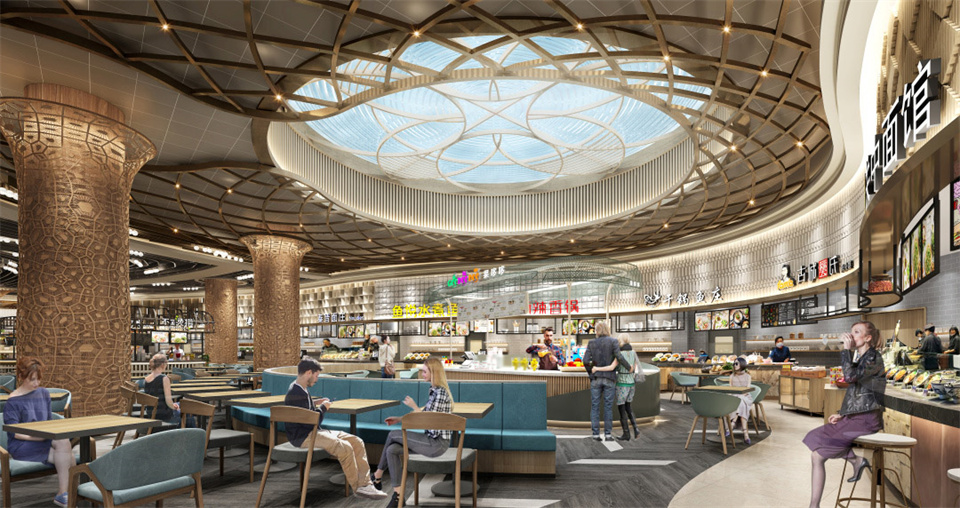 鄭州美食廣場設(shè)計公司食通天美食市集裝修案例(圖7)