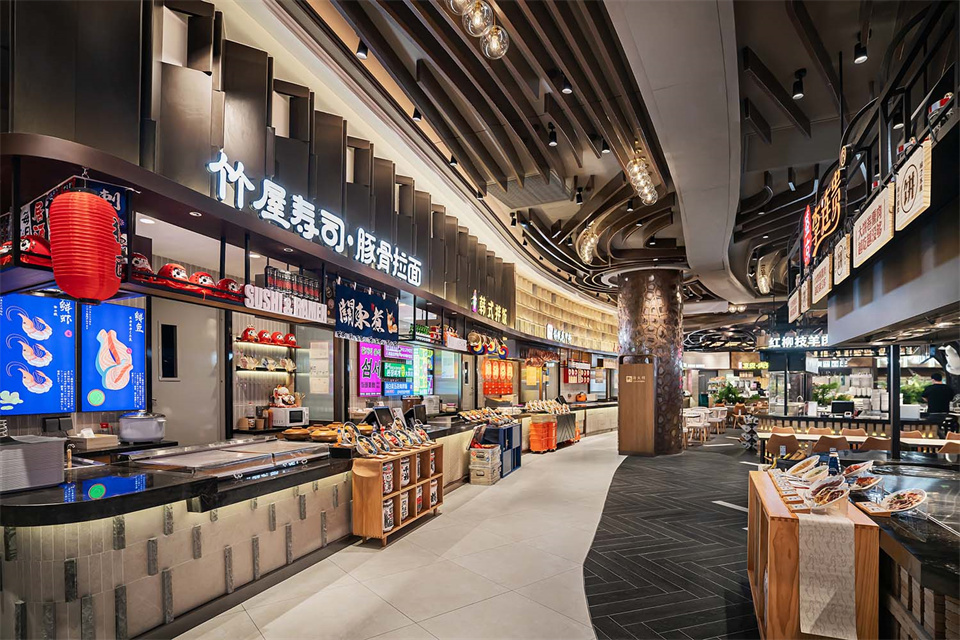 鄭州美食廣場設(shè)計公司食通天美食市集裝修案例(圖24)