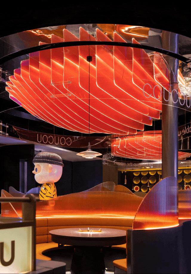 年輕時尚科幻 湊湊火鍋店裝修設(shè)計方案(圖4) 年輕時尚科幻 湊湊火鍋店裝修設(shè)計方案(圖4)